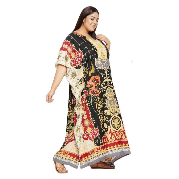 Gypsie Blu Plus Size Polyester Moo Moos Caftan Dress for Women Beach Cover-Up - Picture 5 of 10